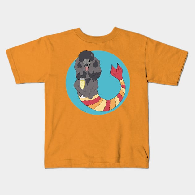 Sandy the Poodle Mermutt Kids T-Shirt by abrushwithhumor